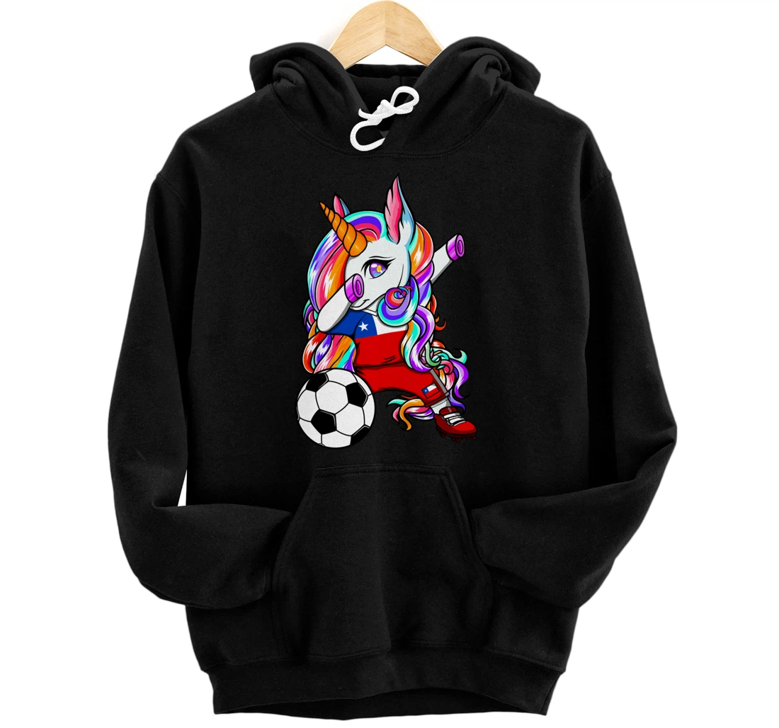 Personalized Dabbing Unicorn Chile Soccer Fans Jersey Chilean Football Pullover Hoodie