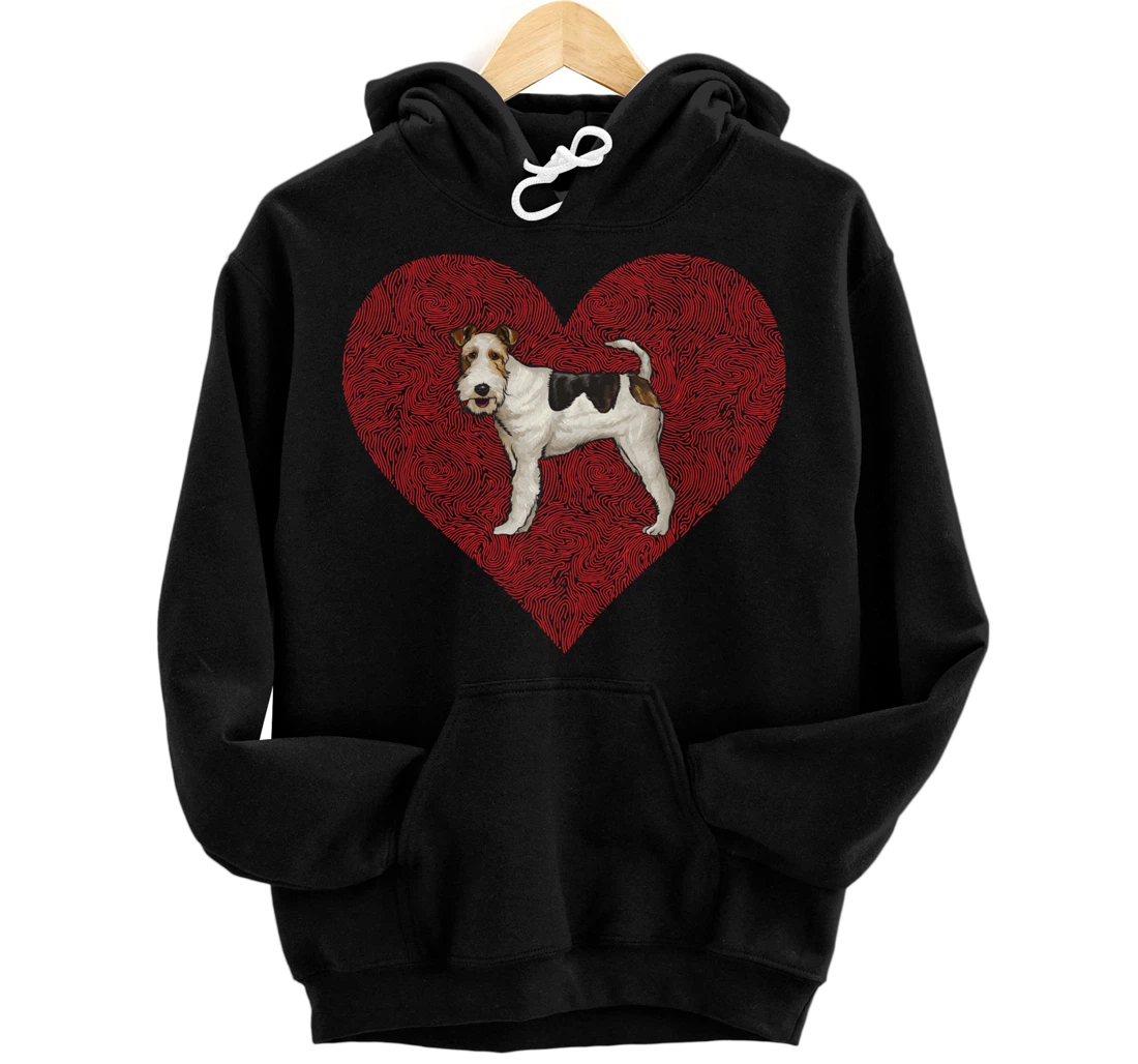 Personalized Wire Fox Terrier Valentines Day Dog Love Fingerprint Pullover Hoodie