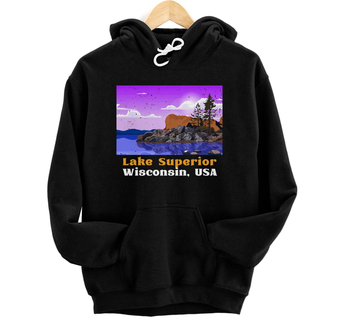 Personalized USA Wisconsin Lake Superior Pullover Hoodie