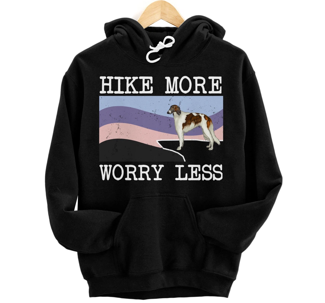 Personalized Borzoi Hike More Worry Less Graphic Hiking Pullover Hoodie