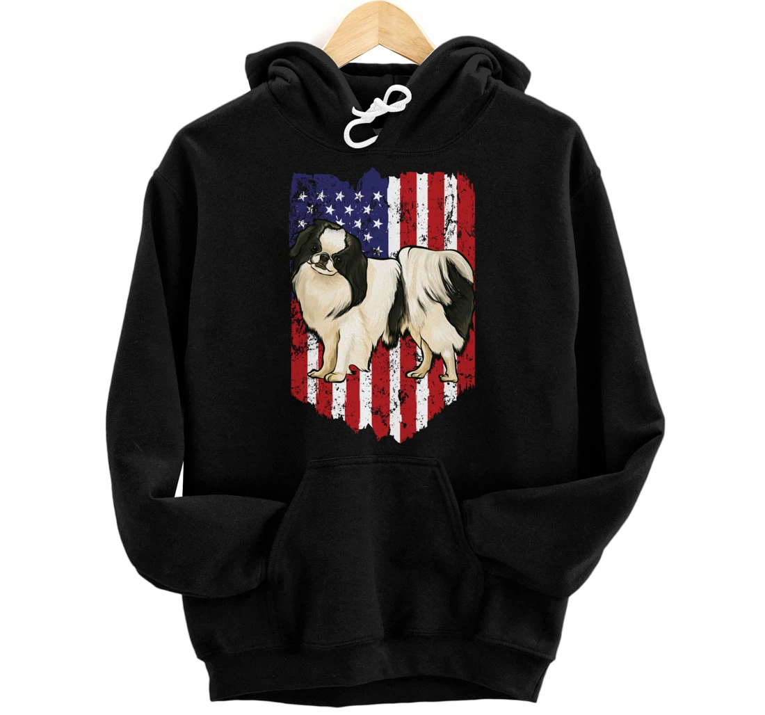 Personalized American Flag Japanese Chin 4th Of July USA Pullover Hoodie