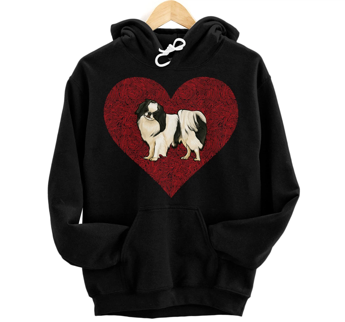 Personalized Japanese Chin Valentines Day Dog Love Fingerprint Pullover Hoodie