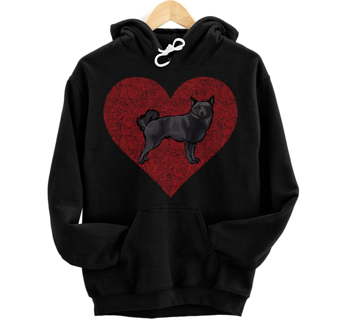 Personalized Schipperke Valentines Day Dog Love Fingerprint Pullover Hoodie