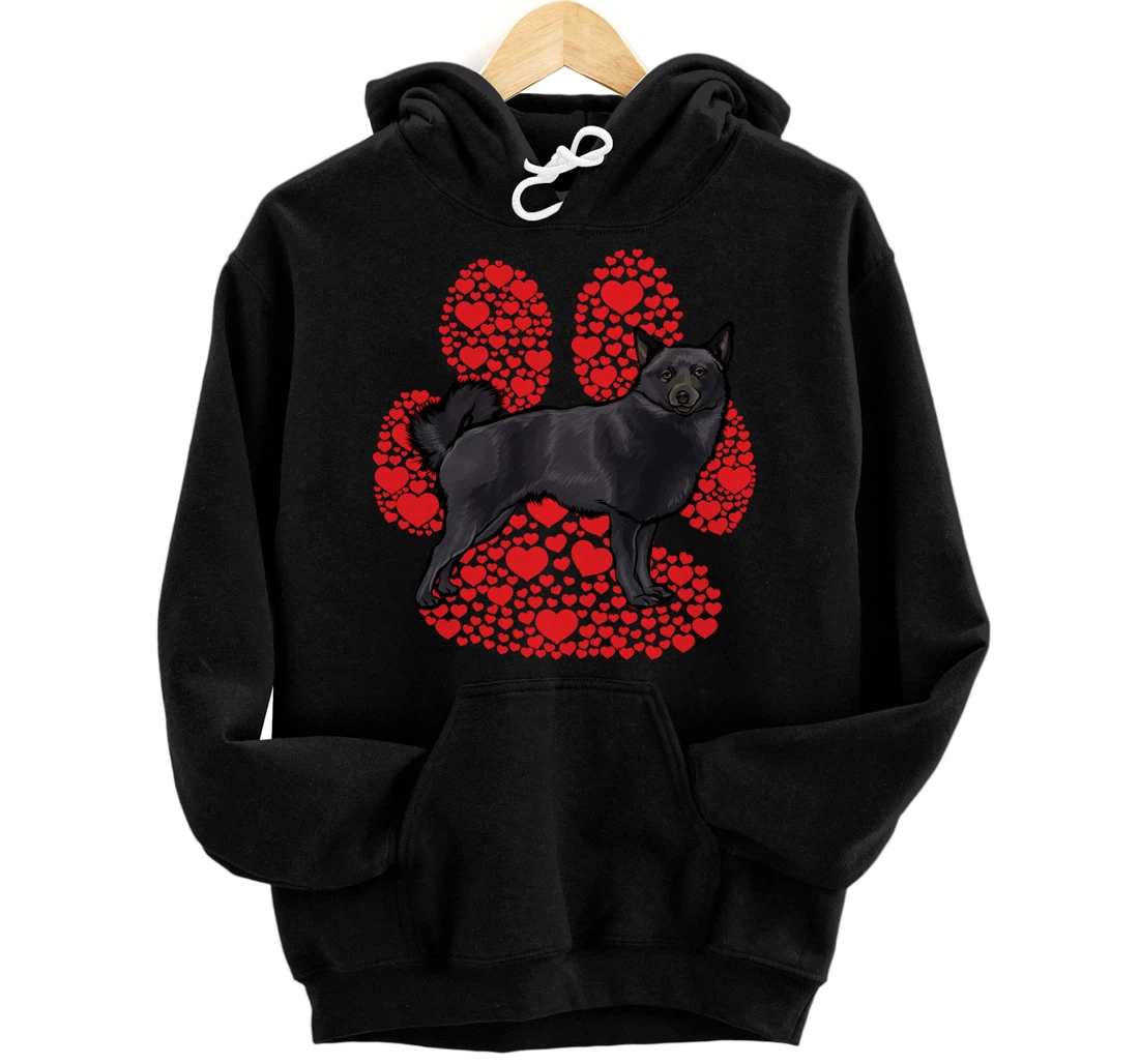 Personalized Schipperke Valentines Day Dog Love Paw Pullover Hoodie