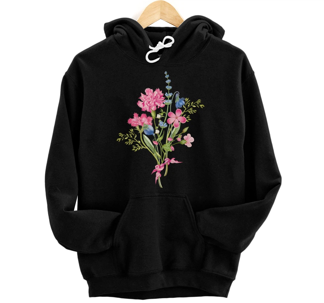 Personalized Pink Carnation Flower Art & Botanical Plants For Men & Women Pullover Hoodie