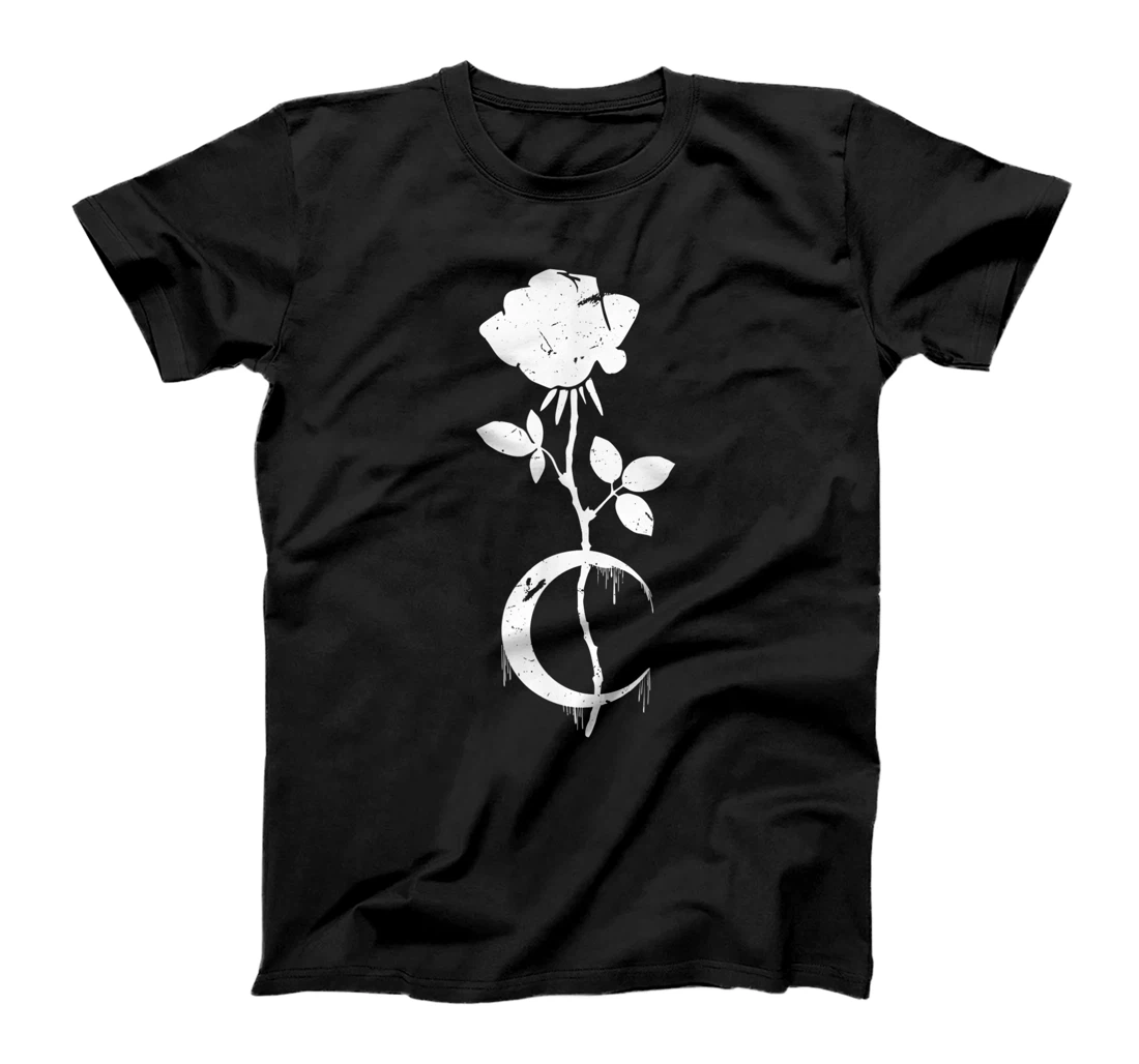 Rose Moon Vintage Lunar With Rose And Moon Occult Gothic T-Shirt, Women T-Shirt