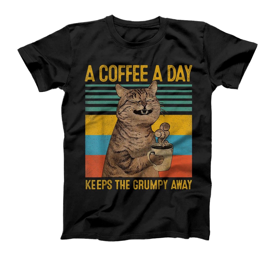 Cute Coffee Cat Funny Vintage Kitten Drinking Coffee Mug T-Shirt, Women T-Shirt