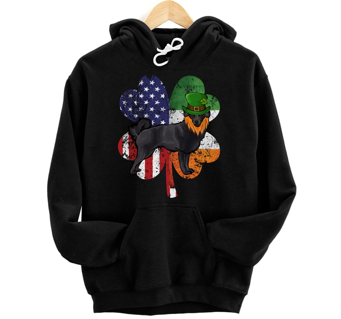 Personalized St Patricks Day Irish American Flag Schipperke Dog Pullover Hoodie