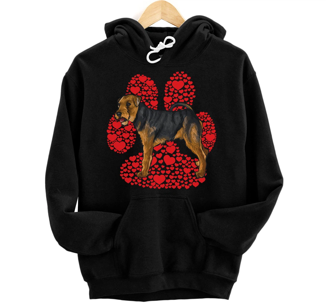 Personalized Welsh Terrier Valentines Day Dog Love Paw Pullover Hoodie