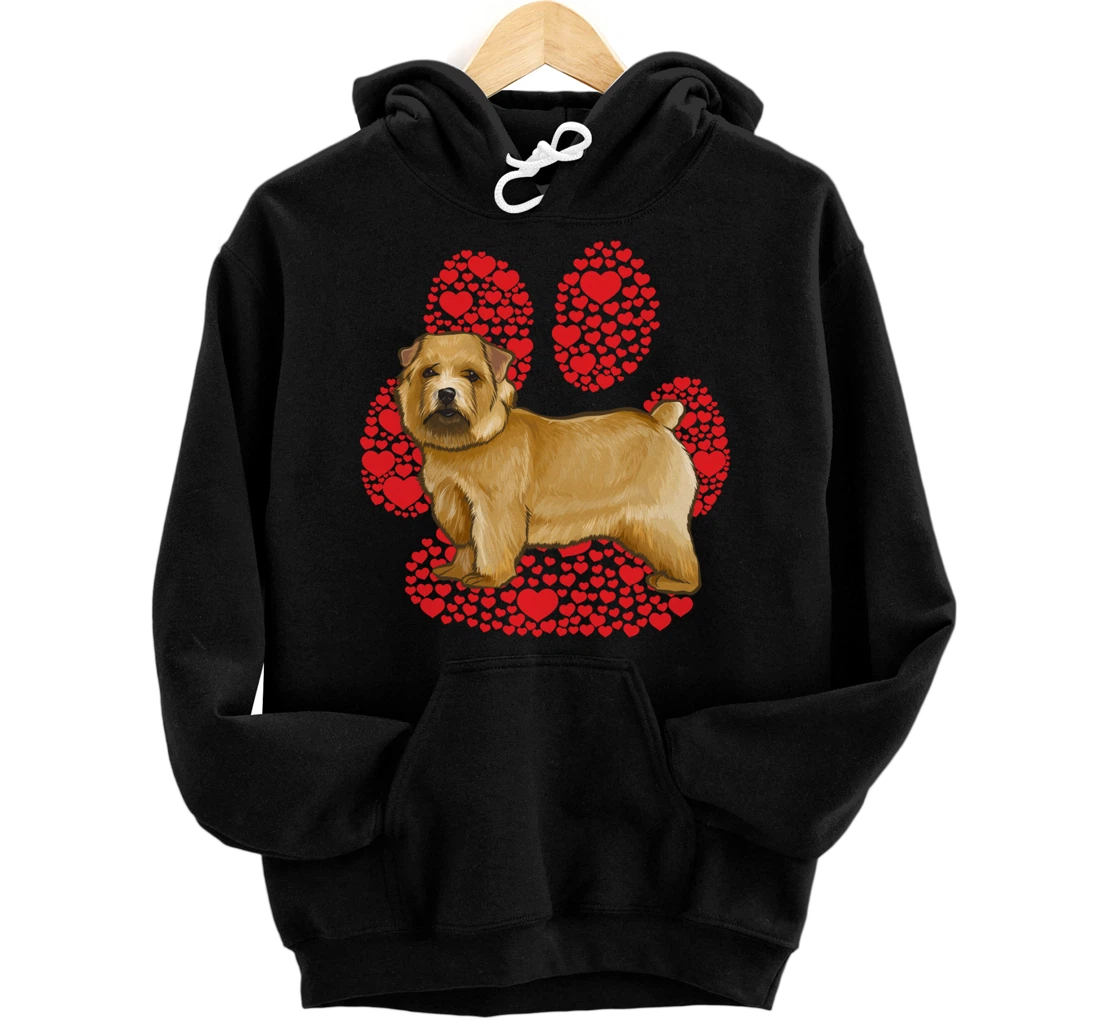 Personalized Norwich Terrier Valentines Day Dog Love Paw Pullover Hoodie