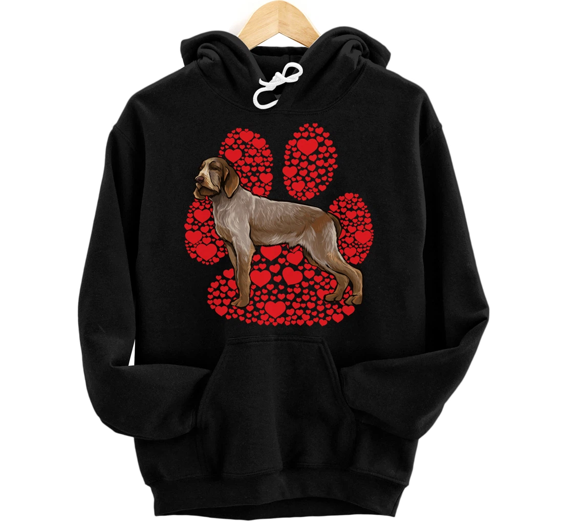 Personalized Spinoni Italiani Valentines Day Dog Love Paw Pullover Hoodie