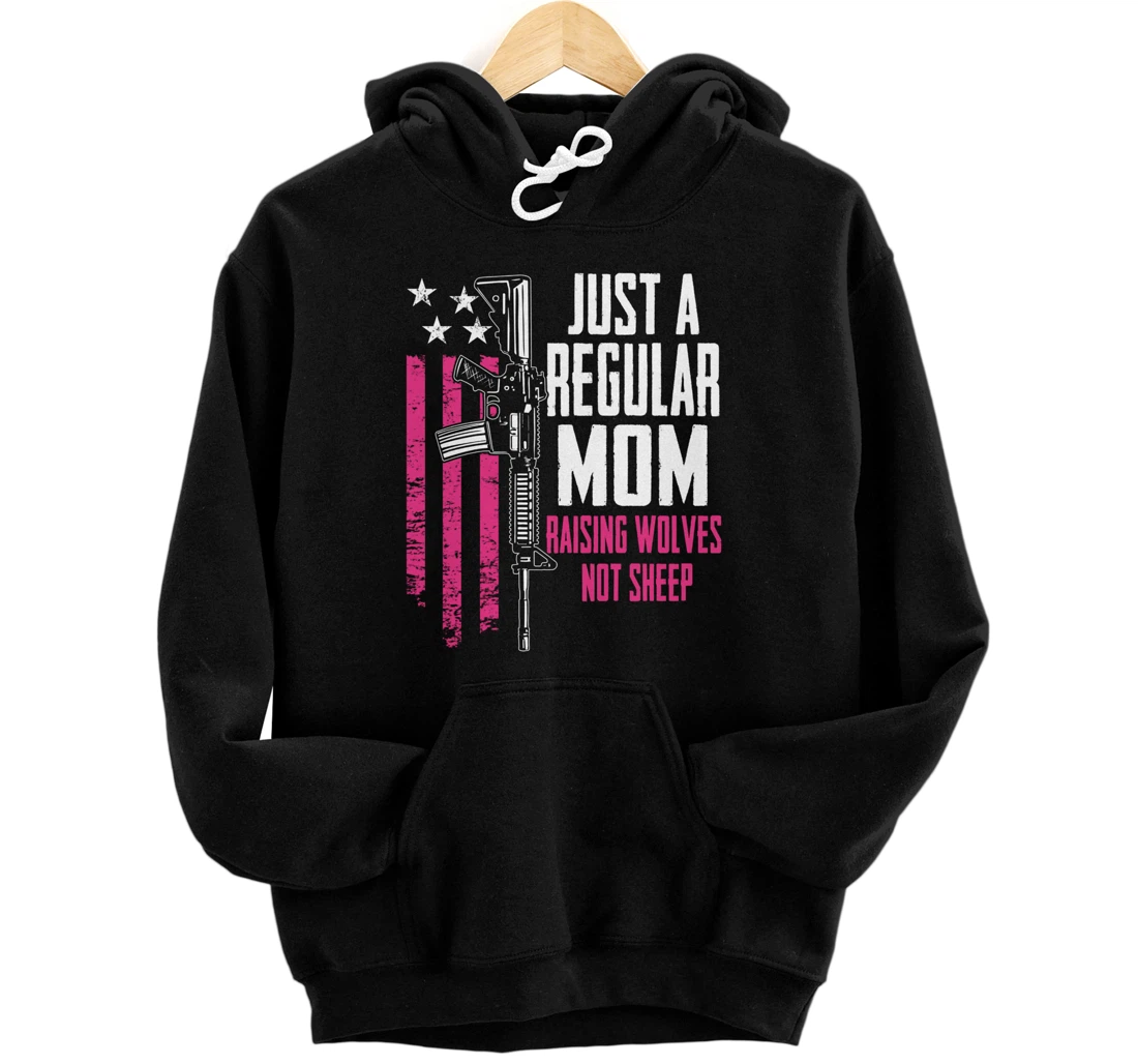Personalized Just A Regular Mom Raising Wolves Not Sheep - Pink - ON BACK Pullover Hoodie