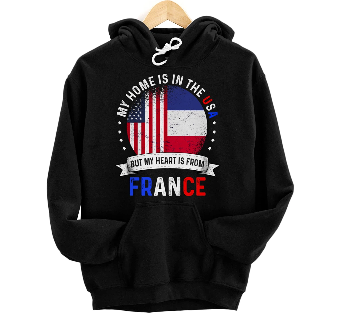 Personalized French American Patriot Heart is from France Flag Pullover Hoodie