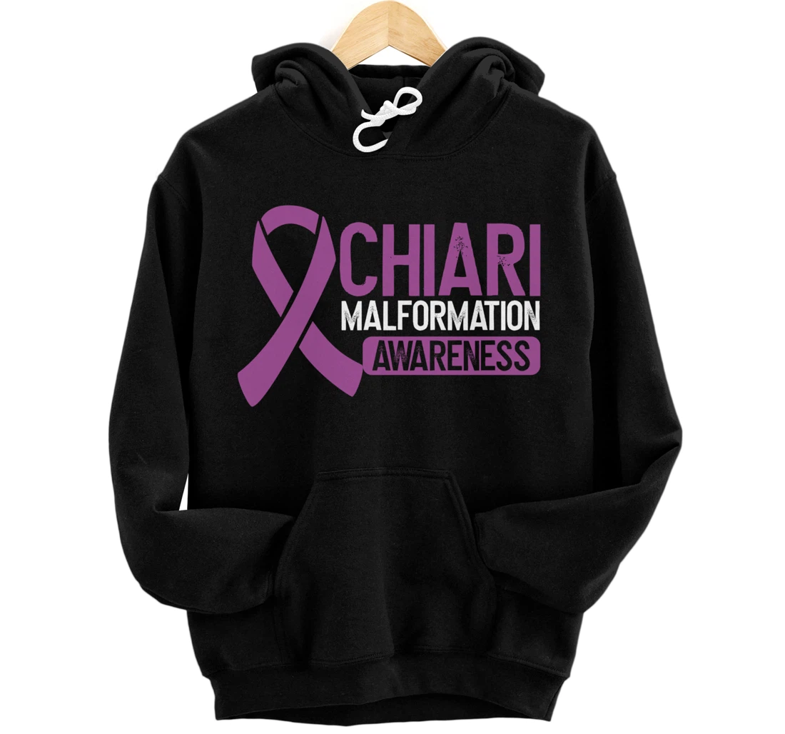 Personalized Chiari Malformation Awareness Family Purple Ribbon Brain Pullover Hoodie