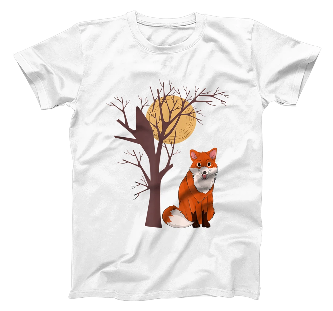 Moon Light Forest Animal Lover Wildlife Gift Cute Fox T-Shirt, Kid T-Shirt and Women T-Shirt