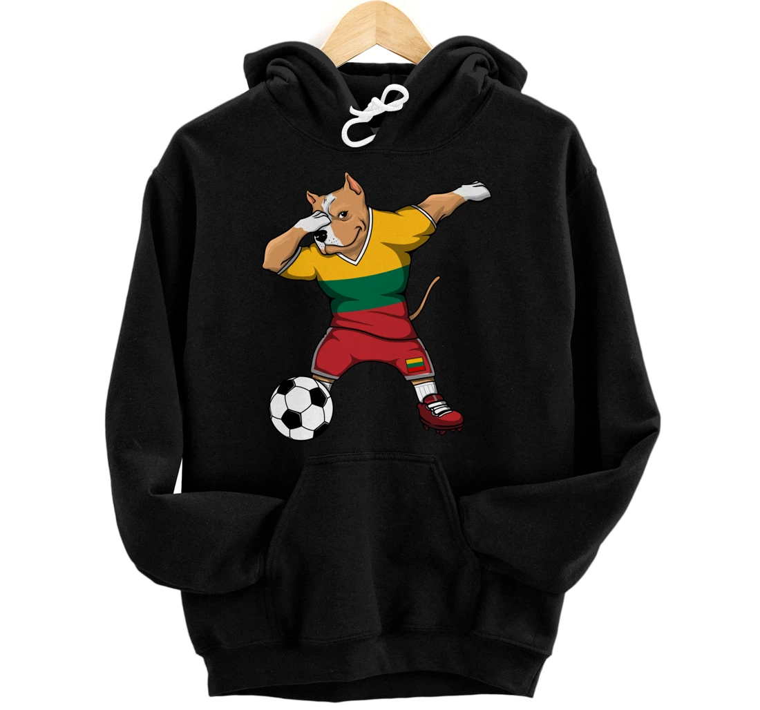 Personalized Dabbing Pitbull Dog Lithuania Soccer Lovers Jersey Football Pullover Hoodie