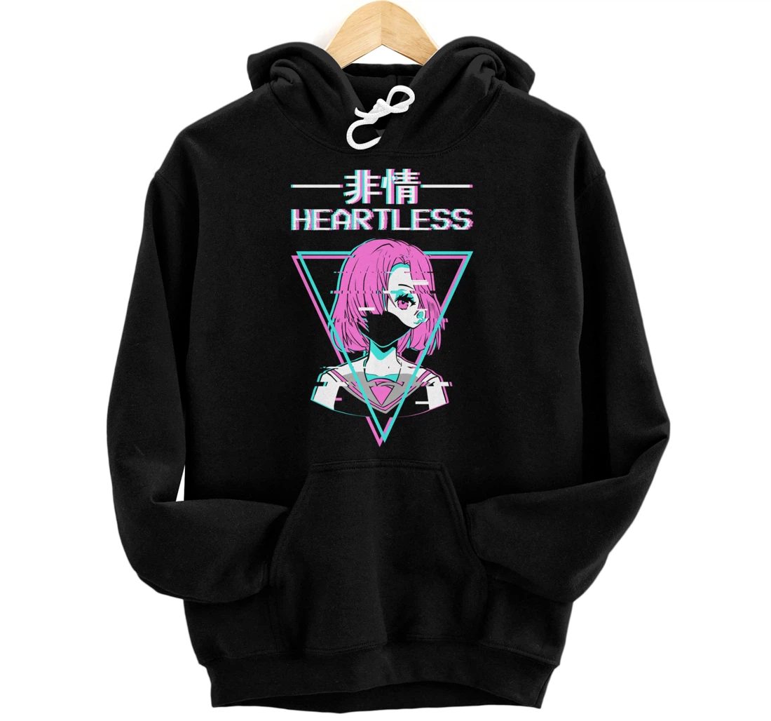 Personalized Sad Anime Girl Japanese Vaporwave Aesthetic Heartless Pullover Hoodie