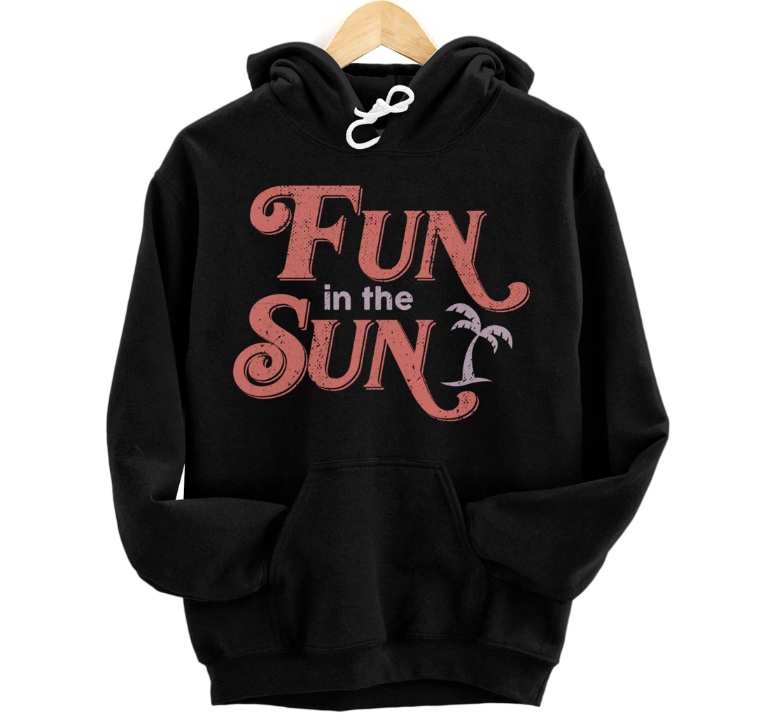 Personalized Fun in the Sun, Retro Vintage Style Beach Graphic Pullover Hoodie