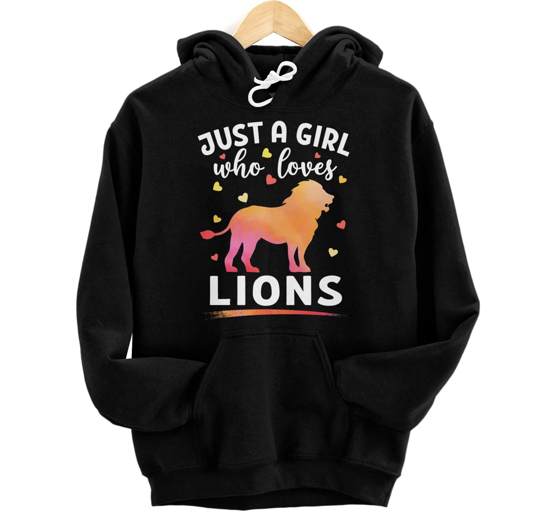 Personalized Just A Girl Who Loves Lions Watercolor Lion Lovers Pullover Hoodie
