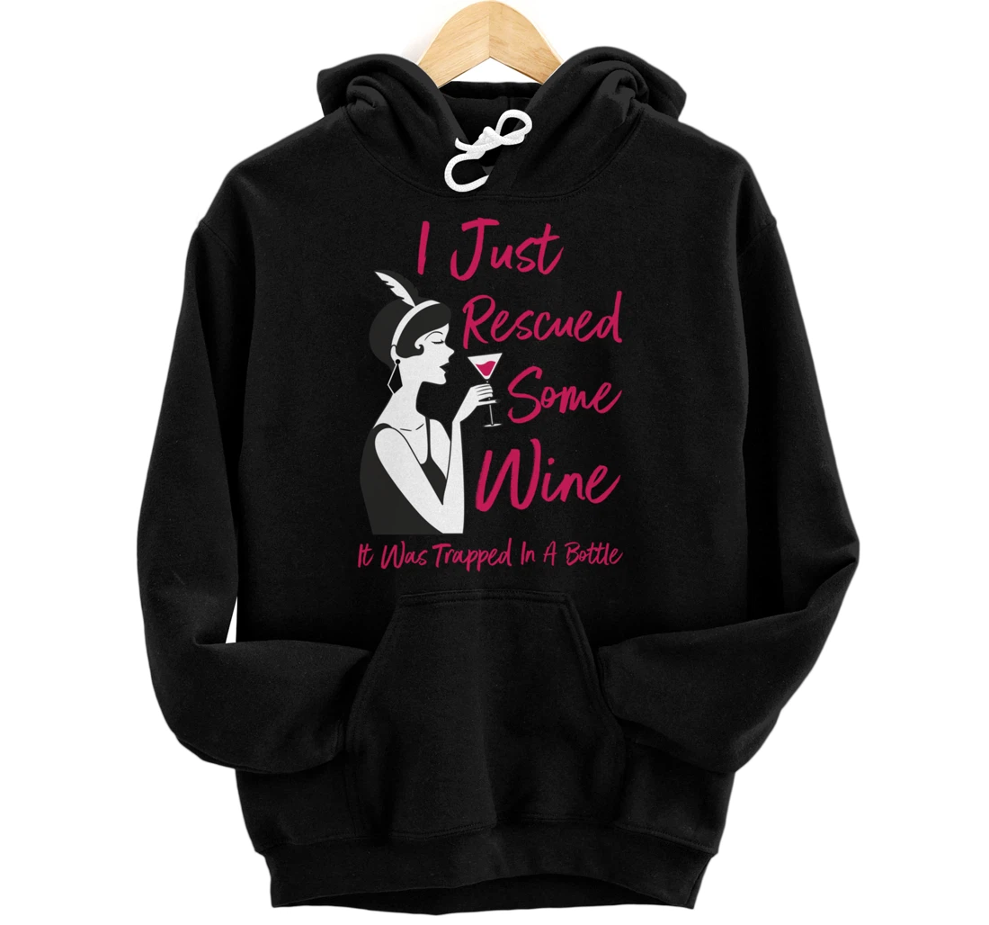 Personalized I Just Rescued Some Wine It Was Trapped In A Bottle Girl Red Pullover Hoodie