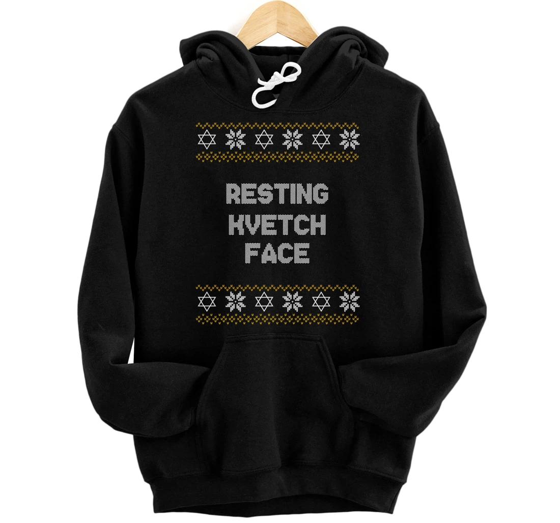 Personalized RESTING KVETCH FACE Ugly Hanukkah Sweater Chanukkah Hannukah Pullover Hoodie
