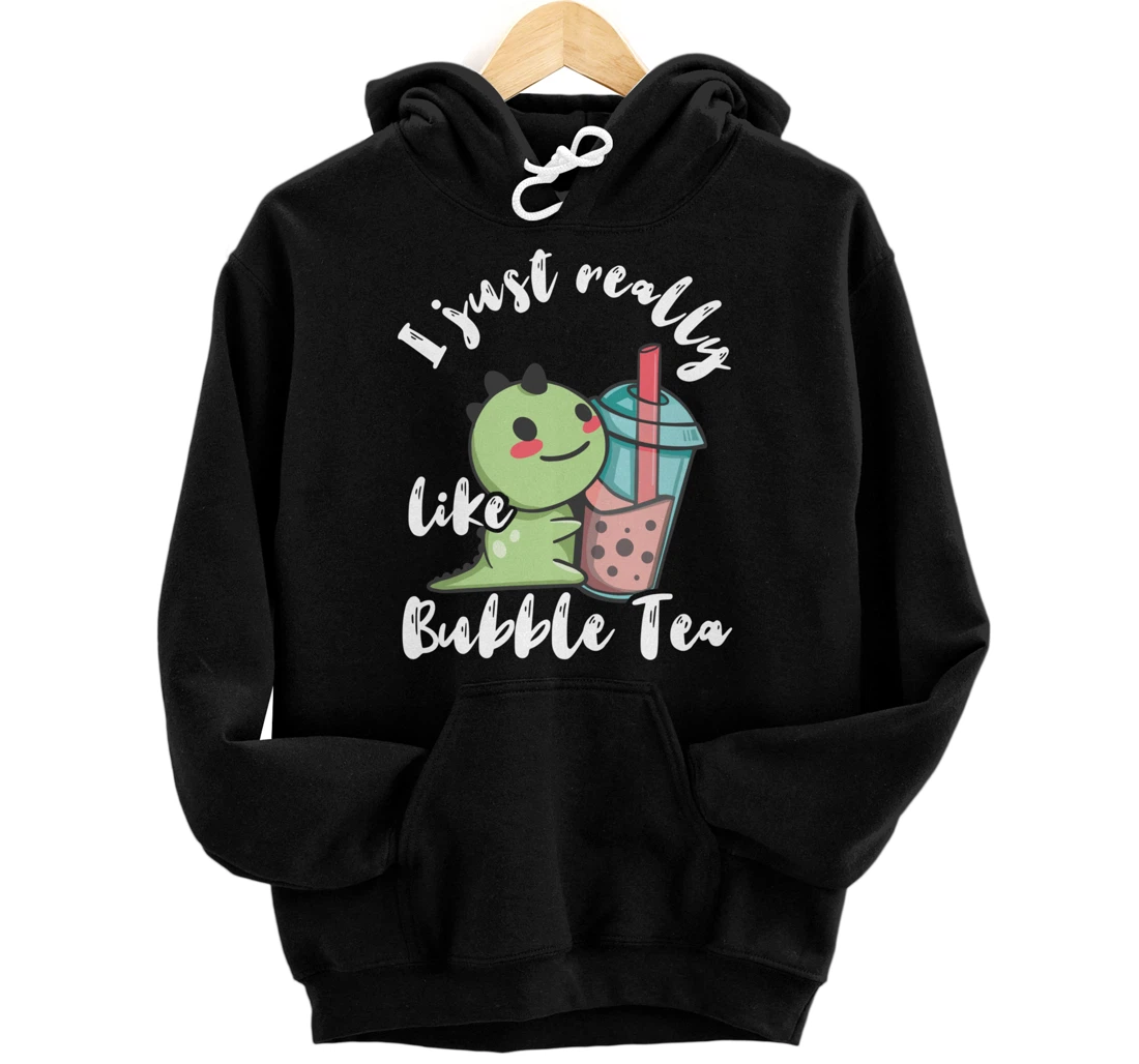 Personalized Bubble Tea Dinosaurs Cute Tapioca Pearl Boba Tea Dino Drink Pullover Hoodie