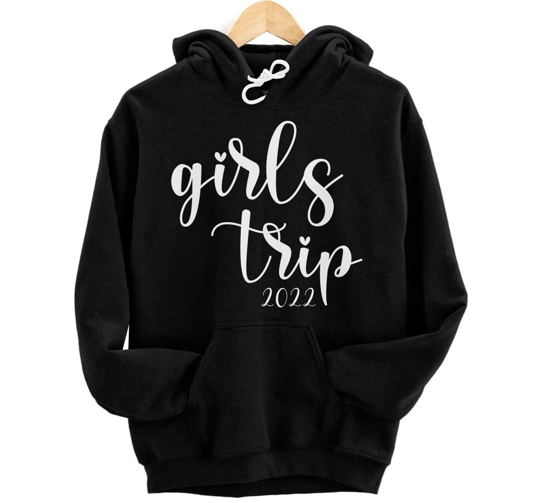 Personalized Cute 2022 Girl's Trip Weekend Script And Heart Design Pullover Hoodie