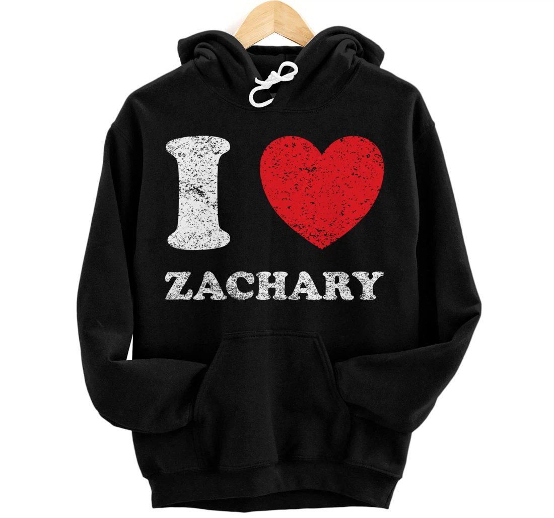 Personalized Distressed Grunge Worn Out Style I Love Zachary Pullover Hoodie