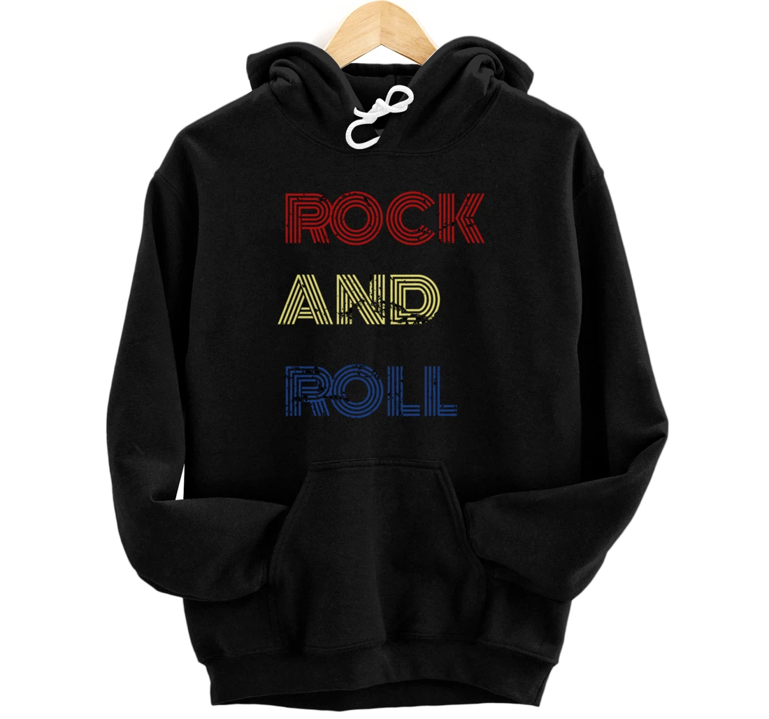 Personalized Rock And Roll Hoodie Distressed Rock Concert Tee Vintage Pullover Hoodie