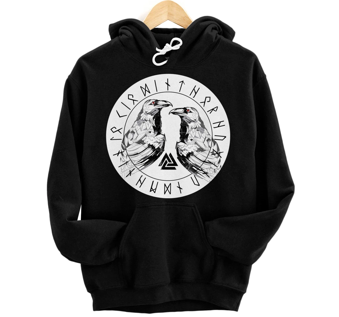 Personalized Hugin and Munin Odin's Raven Viking Pullover Hoodie