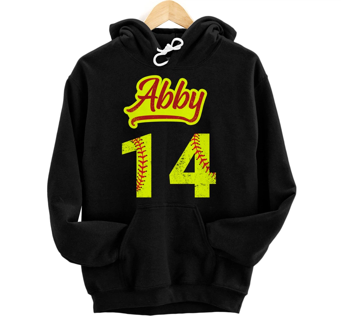 Personalized Abby No #14 Jersey Number 14 Softball Pullover Hoodie