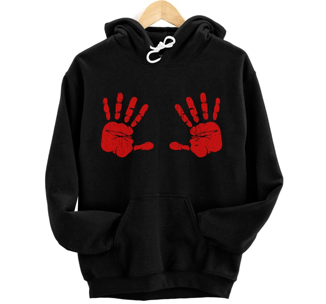 Personalized Breast Handprints Blood Breasts Bloody Hands Pullover Hoodie