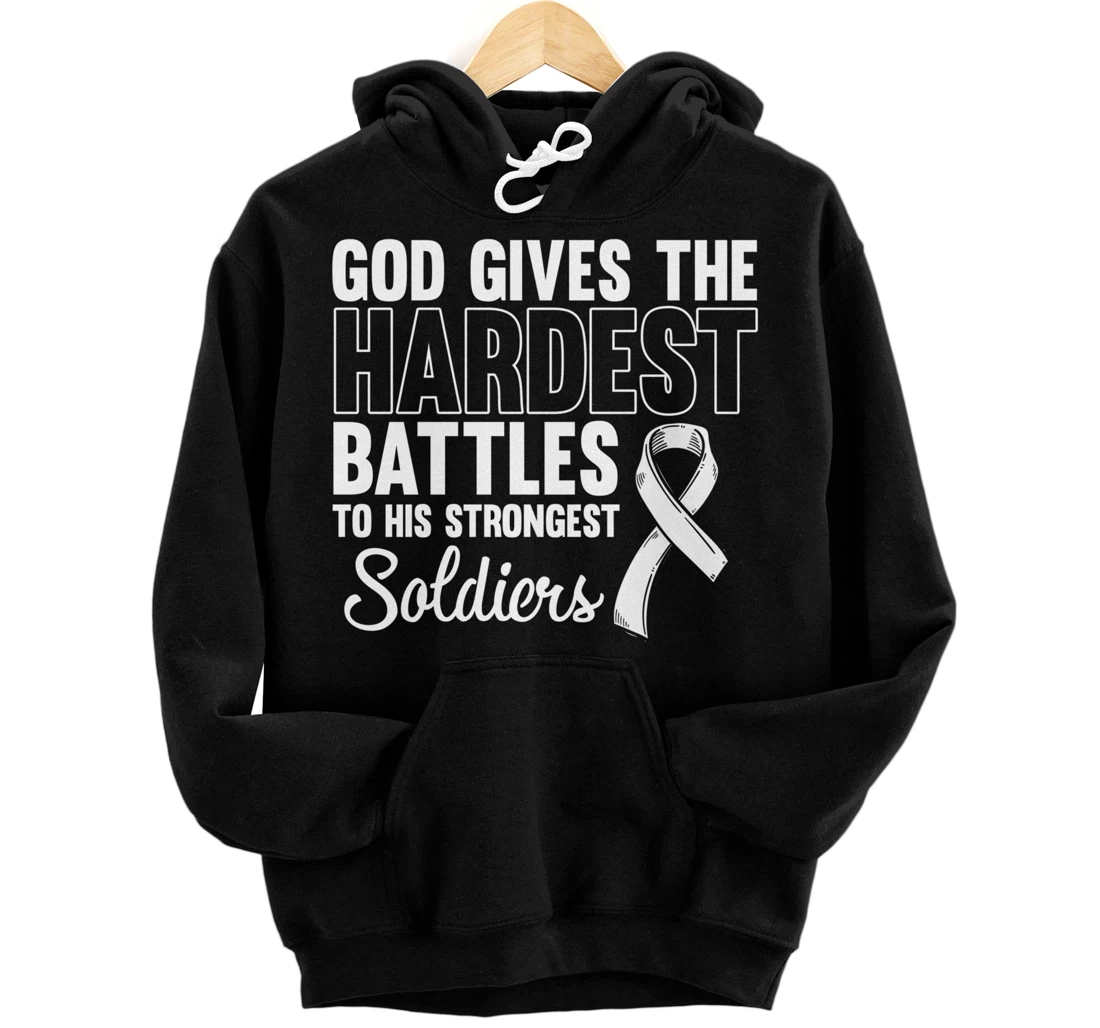 Personalized God Gives The Hardest Battles Lung Cancer Awareness Pullover Hoodie
