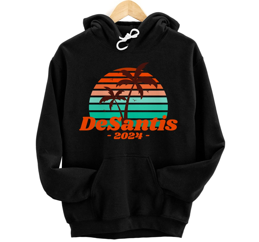 Personalized DeSantis 2024 Make America Florida Sunset Palm Tree Election Pullover Hoodie