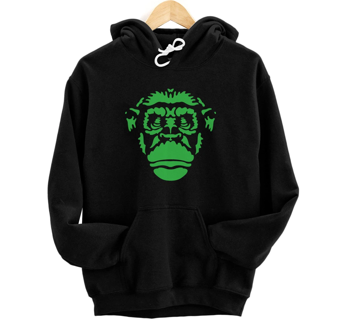 Personalized Green Chimpanzee Stencil Print Pullover Hoodie