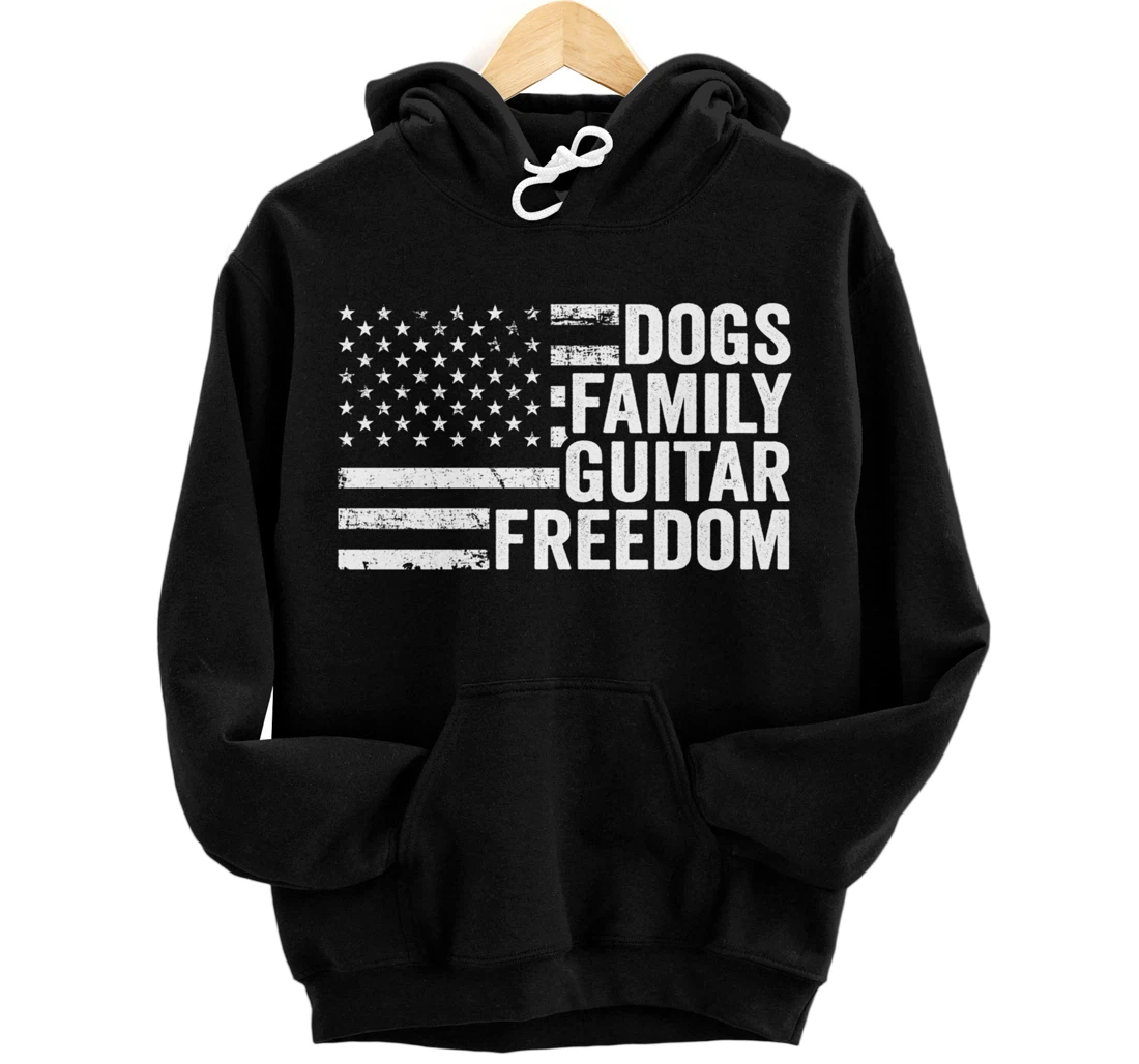 Personalized Dogs Family Guitar Freedom - Funny Dog Owner Guitarist USA Pullover Hoodie