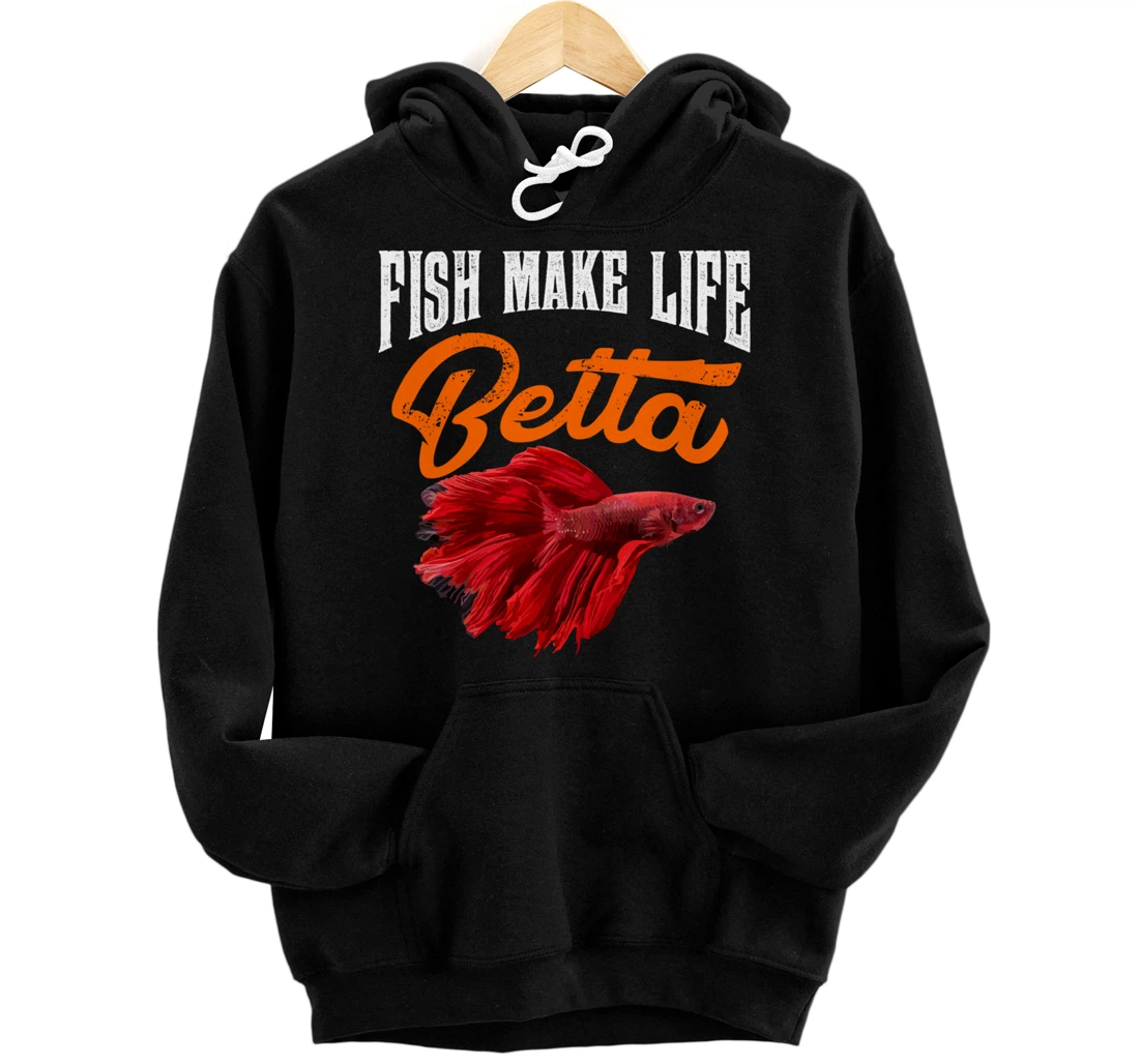 Personalized Aquarium Fish Make Life Betta Goldfish Aquarist Themed Pullover Hoodie