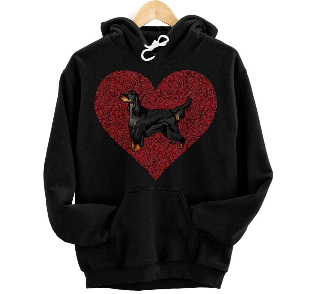 Personalized Gordon Setter Valentines Day Dog Love Fingerprint Pullover Hoodie