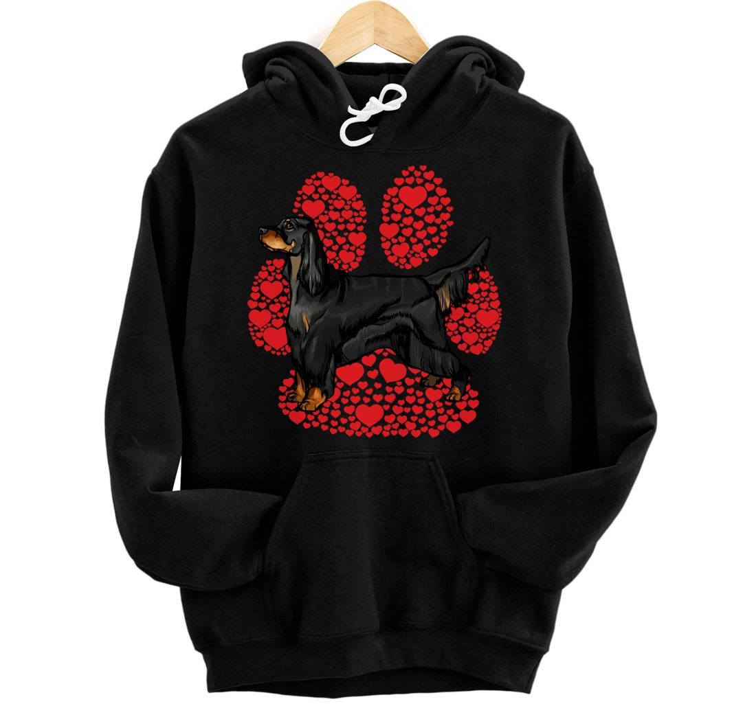 Personalized Gordon Setter Valentines Day Dog Love Paw Pullover Hoodie