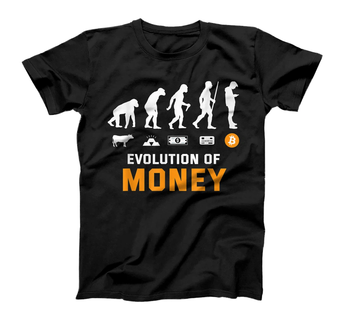 Personalized Evolution of Money Cryptocurrency Lovers BTC T-Shirt, Kid T-Shirt and Women T-Shirt