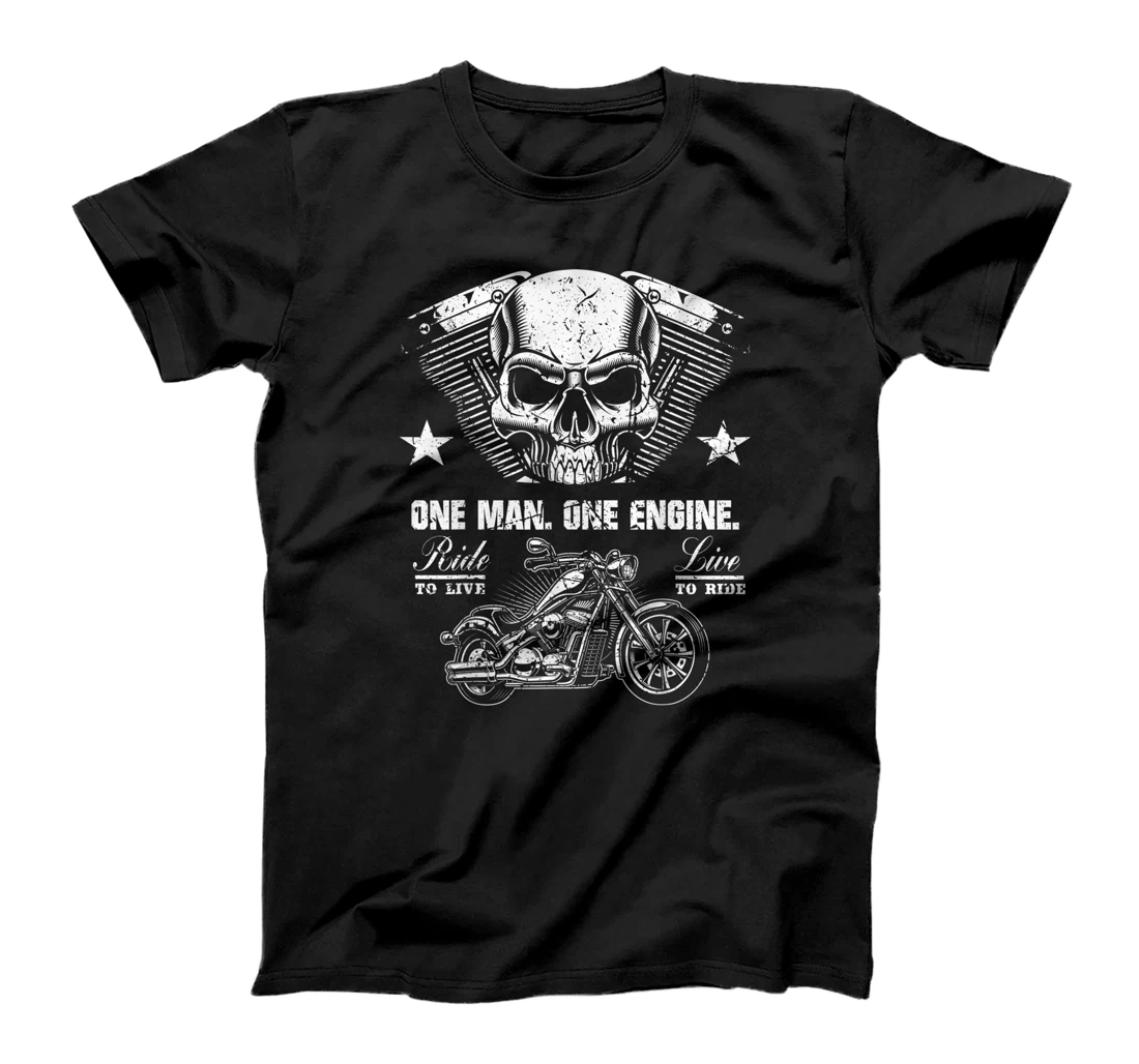 Personalized Mens Chopper One Man One Engine Motorcycle MC Rocker Rider Gift T-Shirt