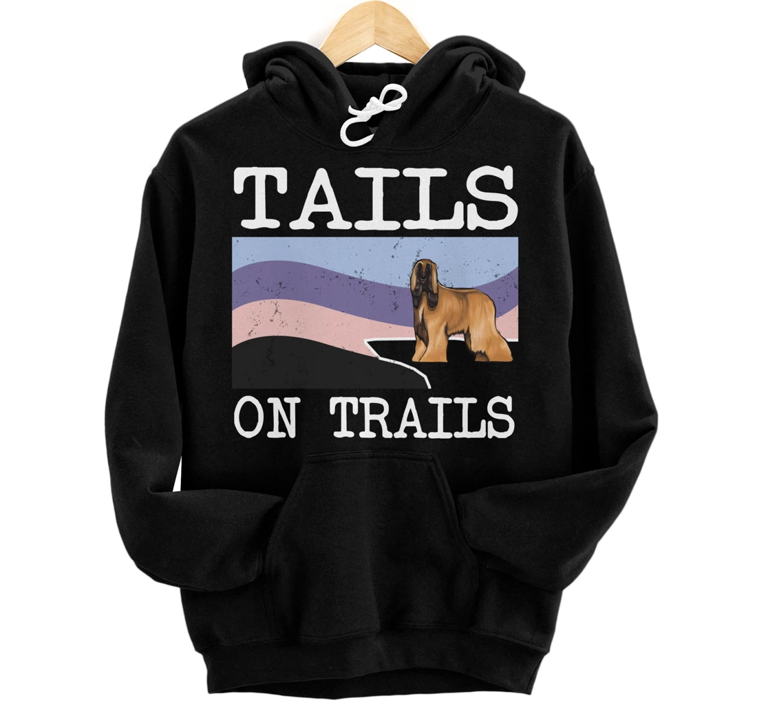 Personalized Afghan Hound Tails On Trails Funny Dog Hiking Pullover Hoodie