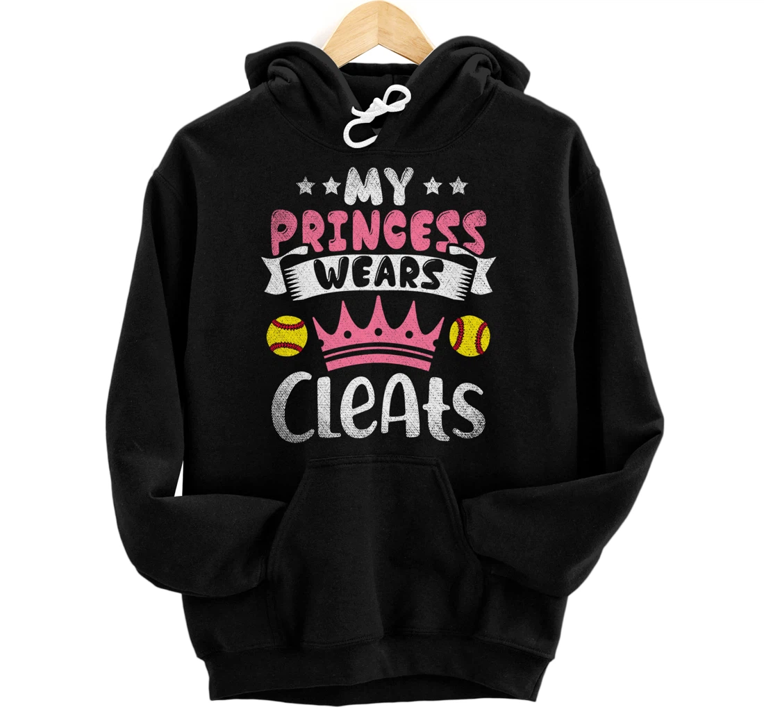 Cleats Sport Softball Player Girls Princess Parents Softball Pullover Hoodie