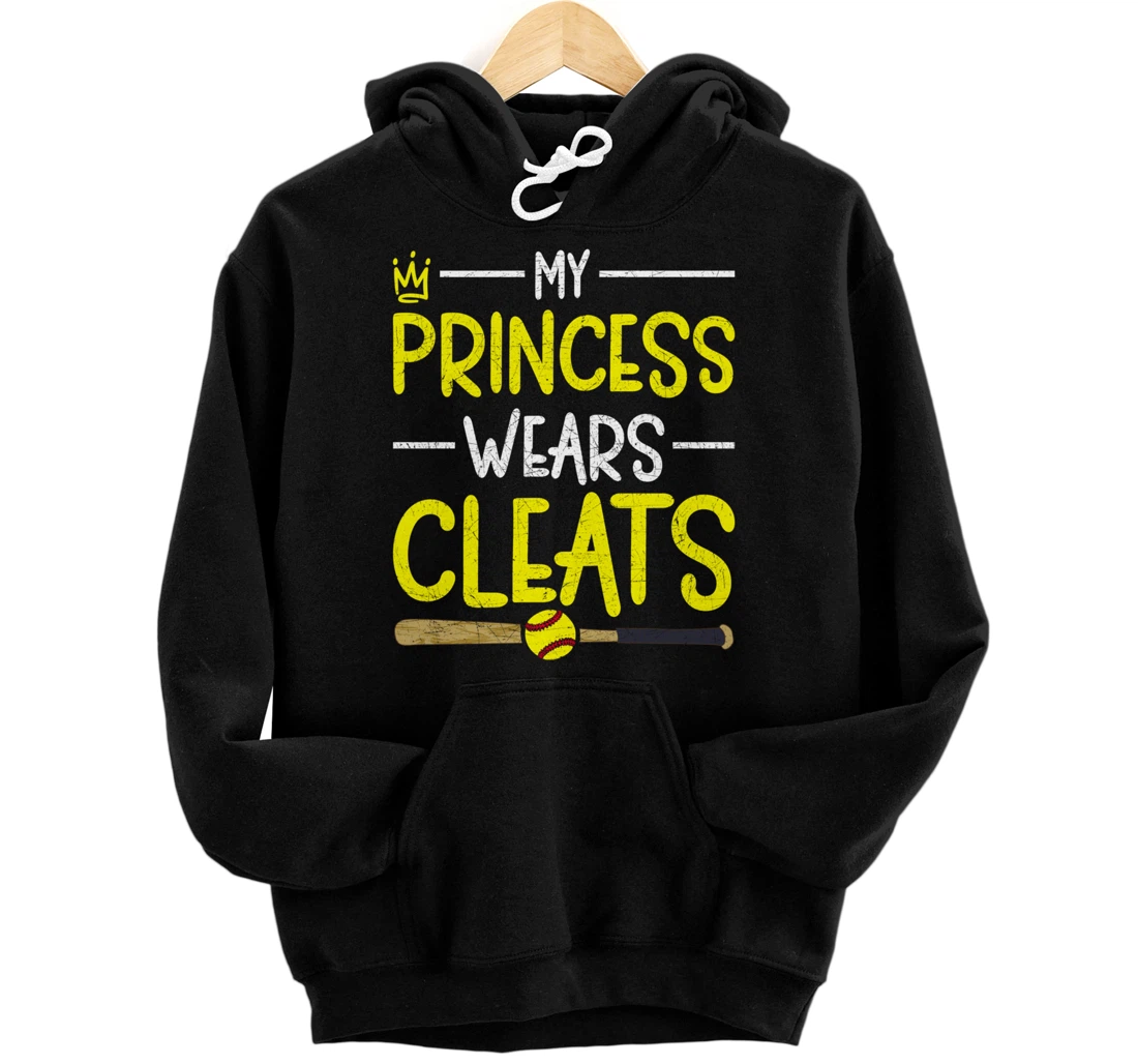 Princess Cleats Softball Player Parent Softball Fan Softball Pullover Hoodie