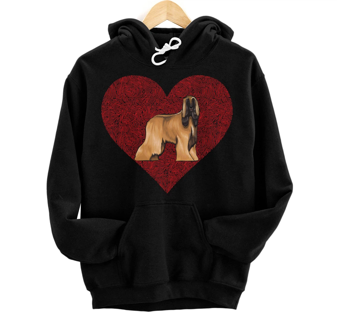 Personalized Afghan Hound Valentines Day Dog Love Fingerprint Pullover Hoodie