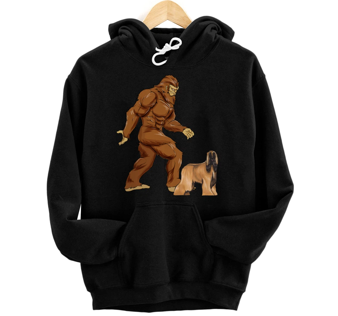 Personalized Funny Bigfoot Walking Afghan Hound Sasquatch Dog Pullover Hoodie