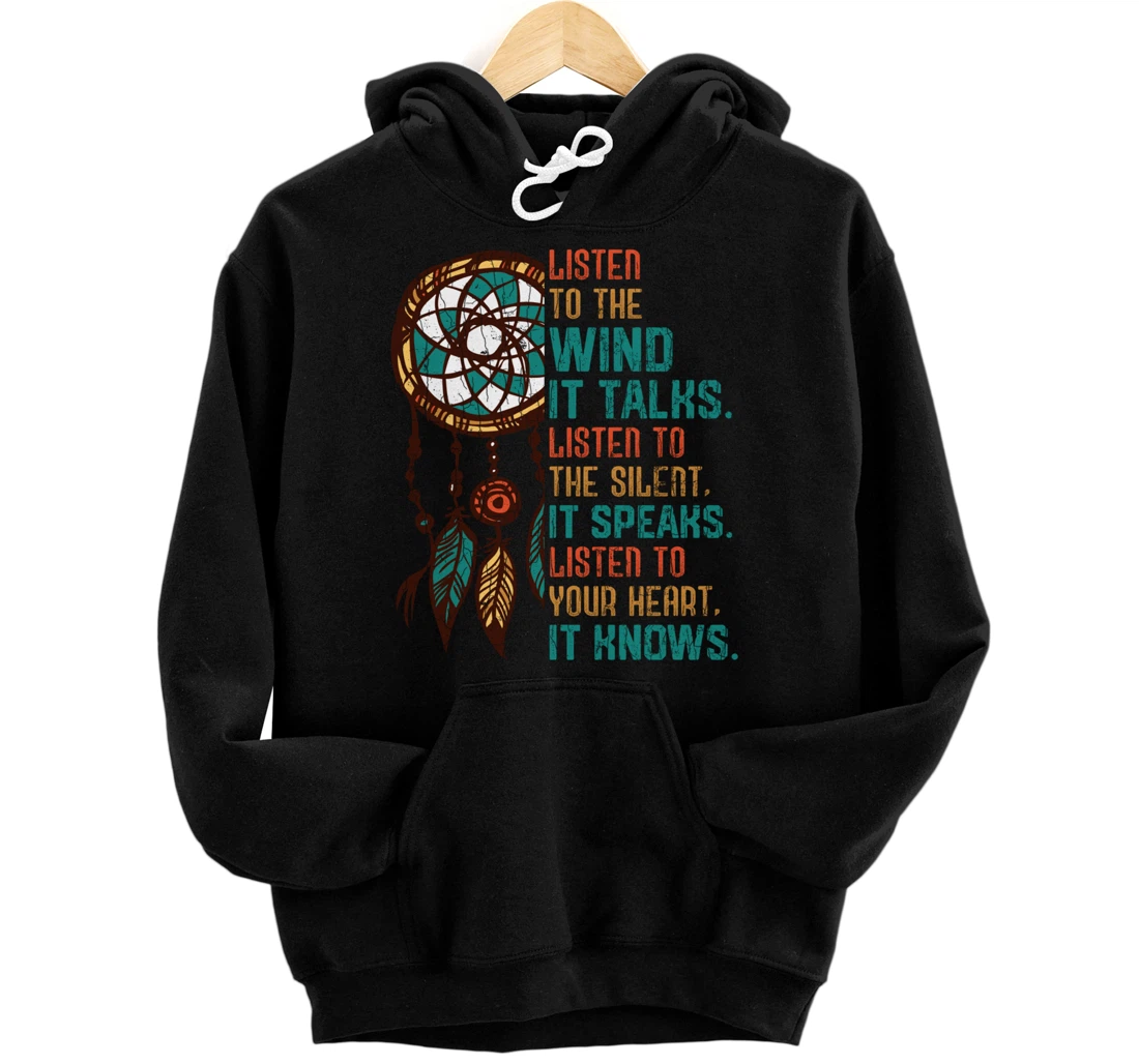 Personalized Listen To The Wind It Talks Fun Native American Day Graphic Pullover Hoodie
