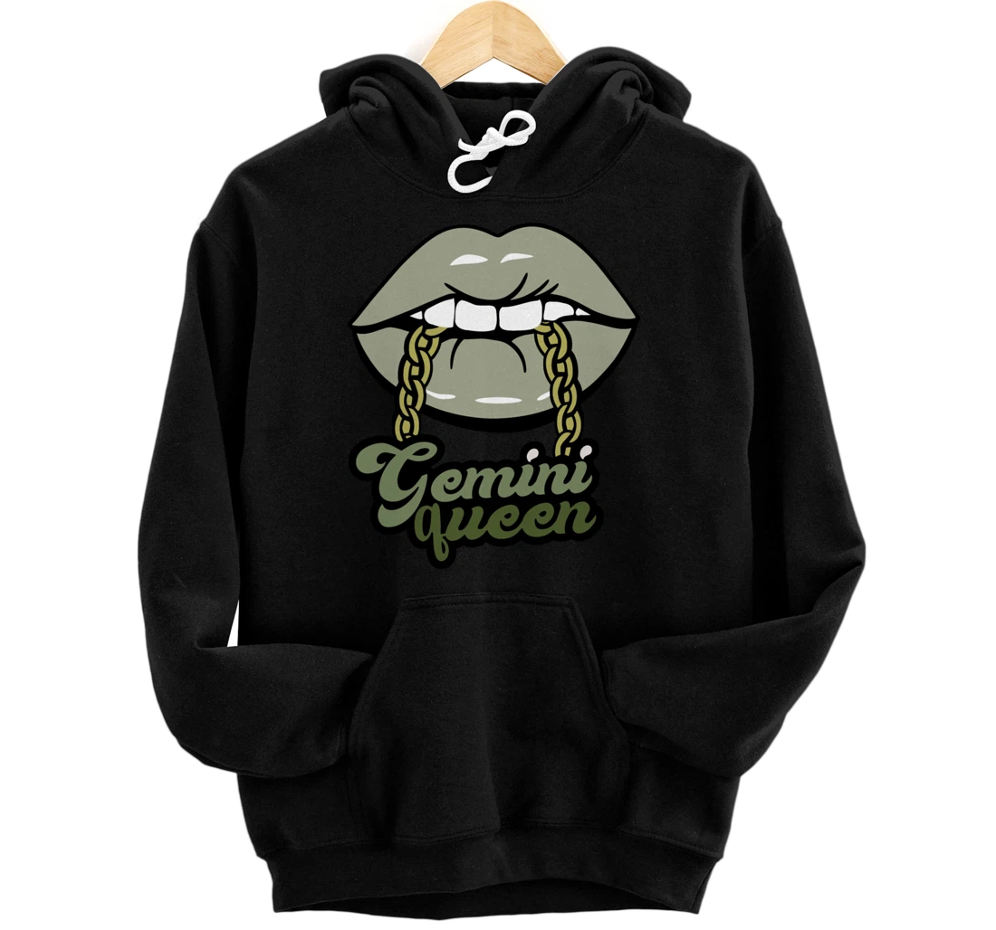 Green Lips Gemini Queen Pullover Hoodie