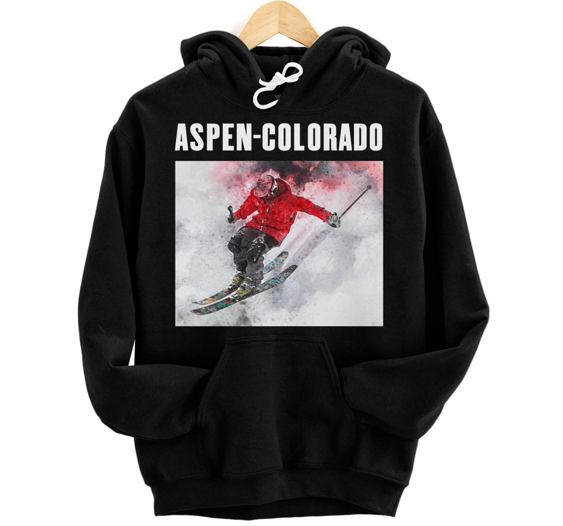 Aspen Colorado Skiing Skier Ski Souvenir Memorabilia Vacay Pullover Hoodie