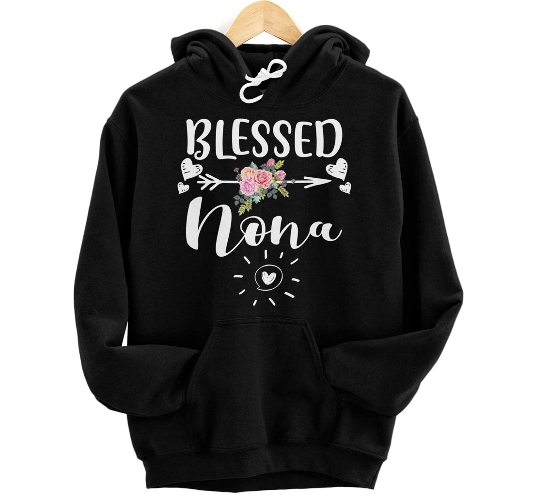 Womens Blessed NONA Cute Flower NONA Gift Tee Pullover Hoodie